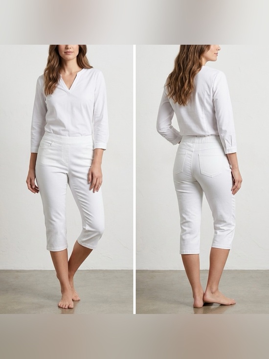 croft & barrow Pants - NWT Croft & Barrow Women’s Mid-Rise Elastic Waist White Capri Pants Size 10